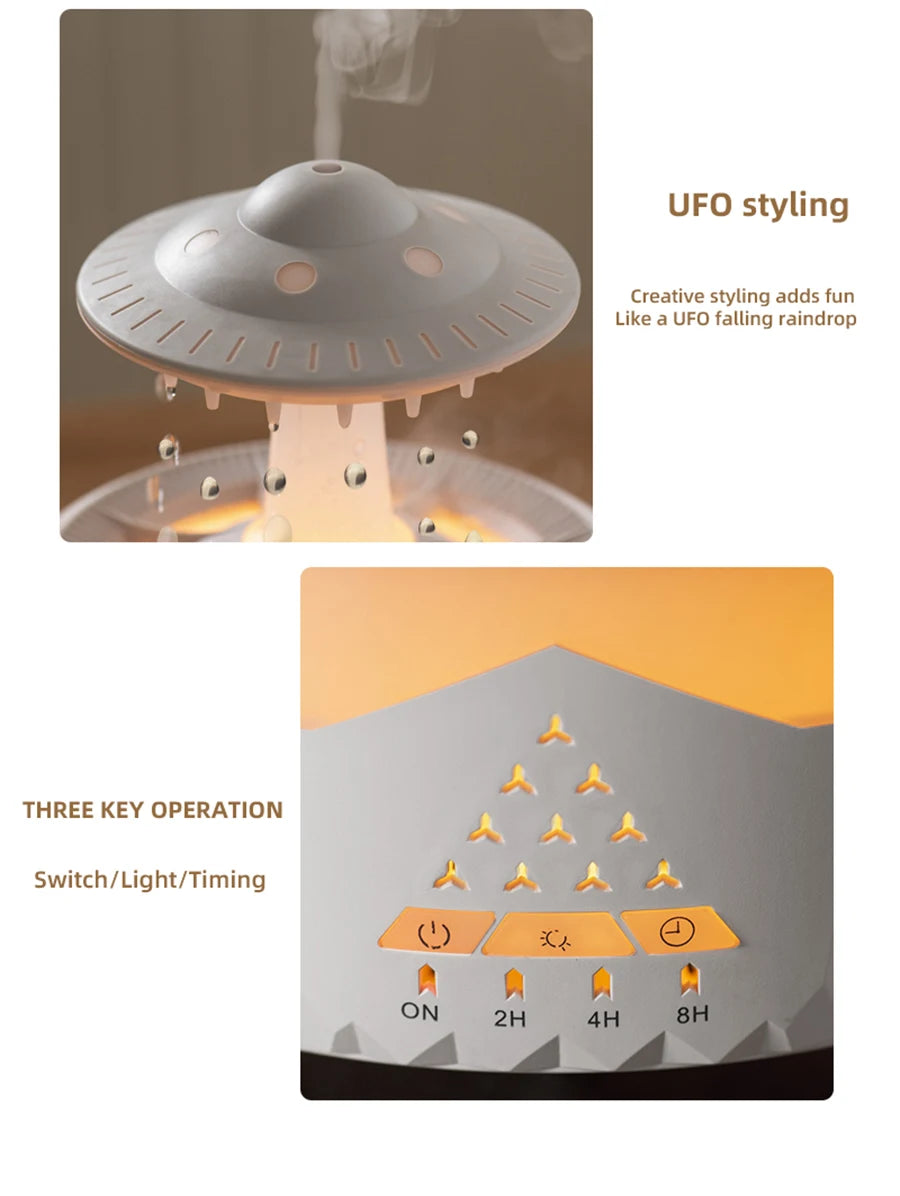 UFO Raindrop Aroma Diffuser Essential Oil Diffuser with Remote Control 7 Colorful Lights Aroma Diffuser Humidifier for Home