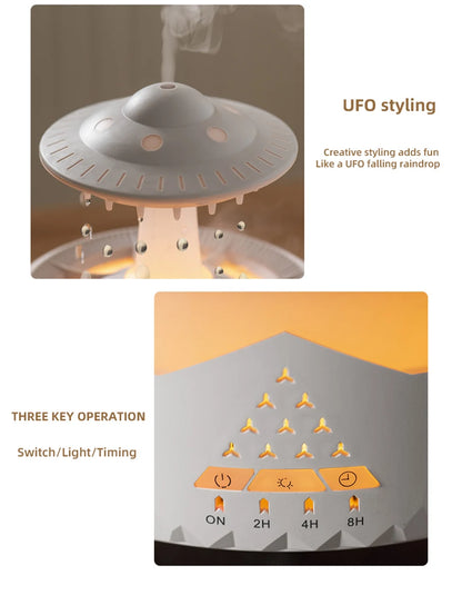 UFO Raindrop Aroma Diffuser Essential Oil Diffuser with Remote Control 7 Colorful Lights Aroma Diffuser Humidifier for Home