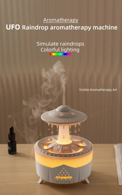 UFO Raindrop Aroma Diffuser Essential Oil Diffuser with Remote Control 7 Colorful Lights Aroma Diffuser Humidifier for Home