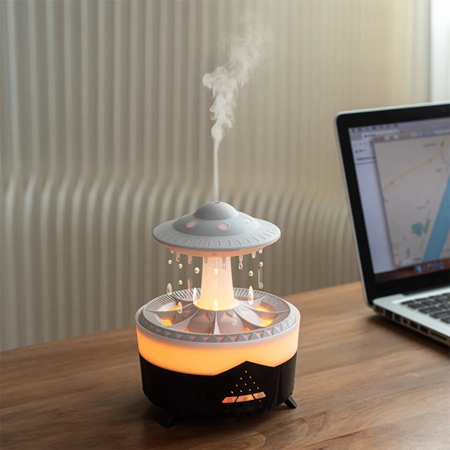 UFO Raindrop Aroma Diffuser Essential Oil Diffuser with Remote Control 7 Colorful Lights Aroma Diffuser Humidifier for Home