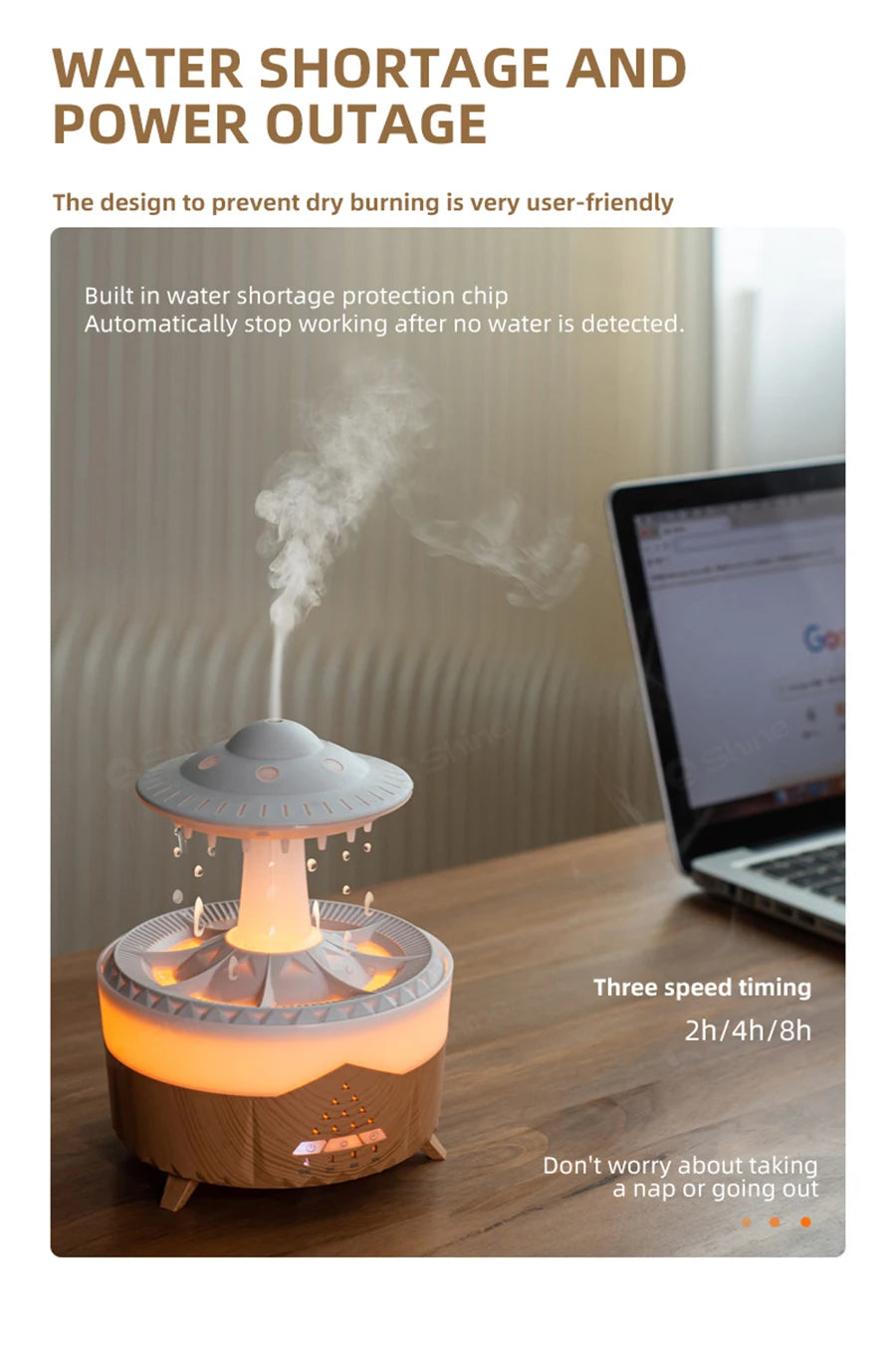 UFO Raindrop Aroma Diffuser Essential Oil Diffuser with Remote Control 7 Colorful Lights Aroma Diffuser Humidifier for Home
