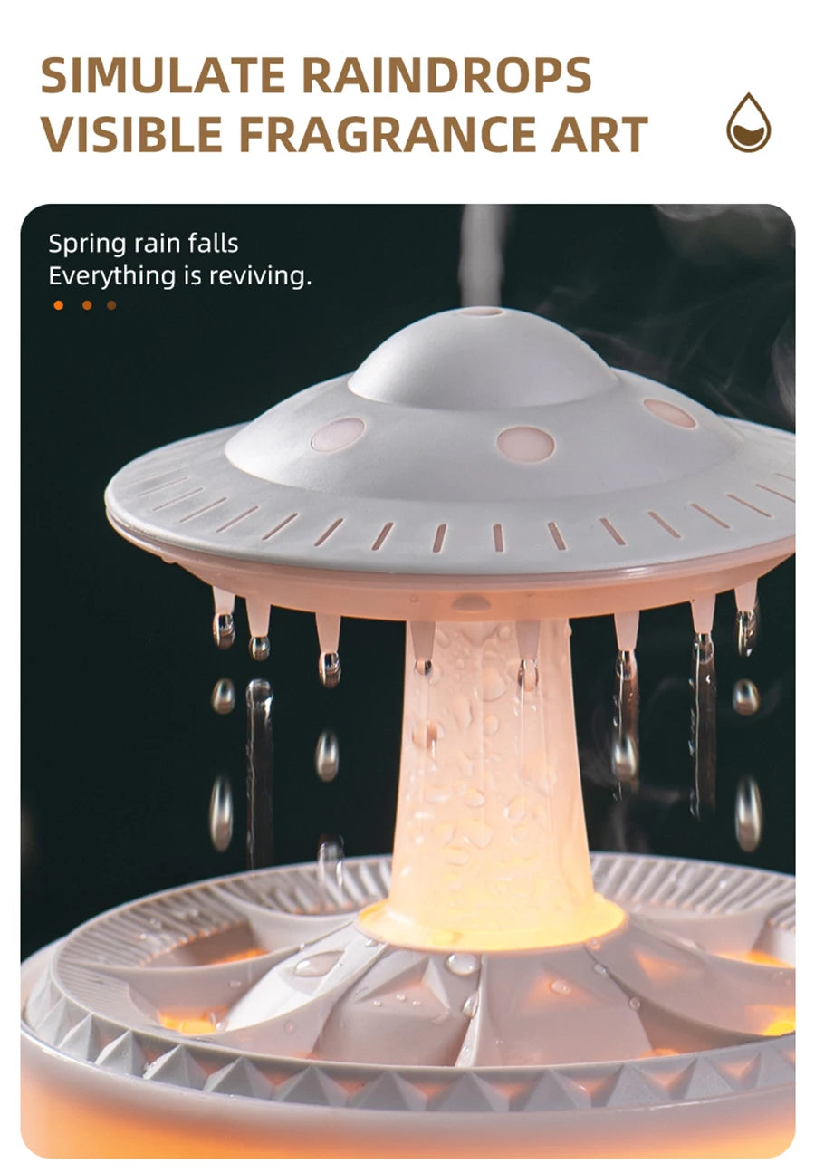UFO Raindrop Aroma Diffuser Essential Oil Diffuser with Remote Control 7 Colorful Lights Aroma Diffuser Humidifier for Home