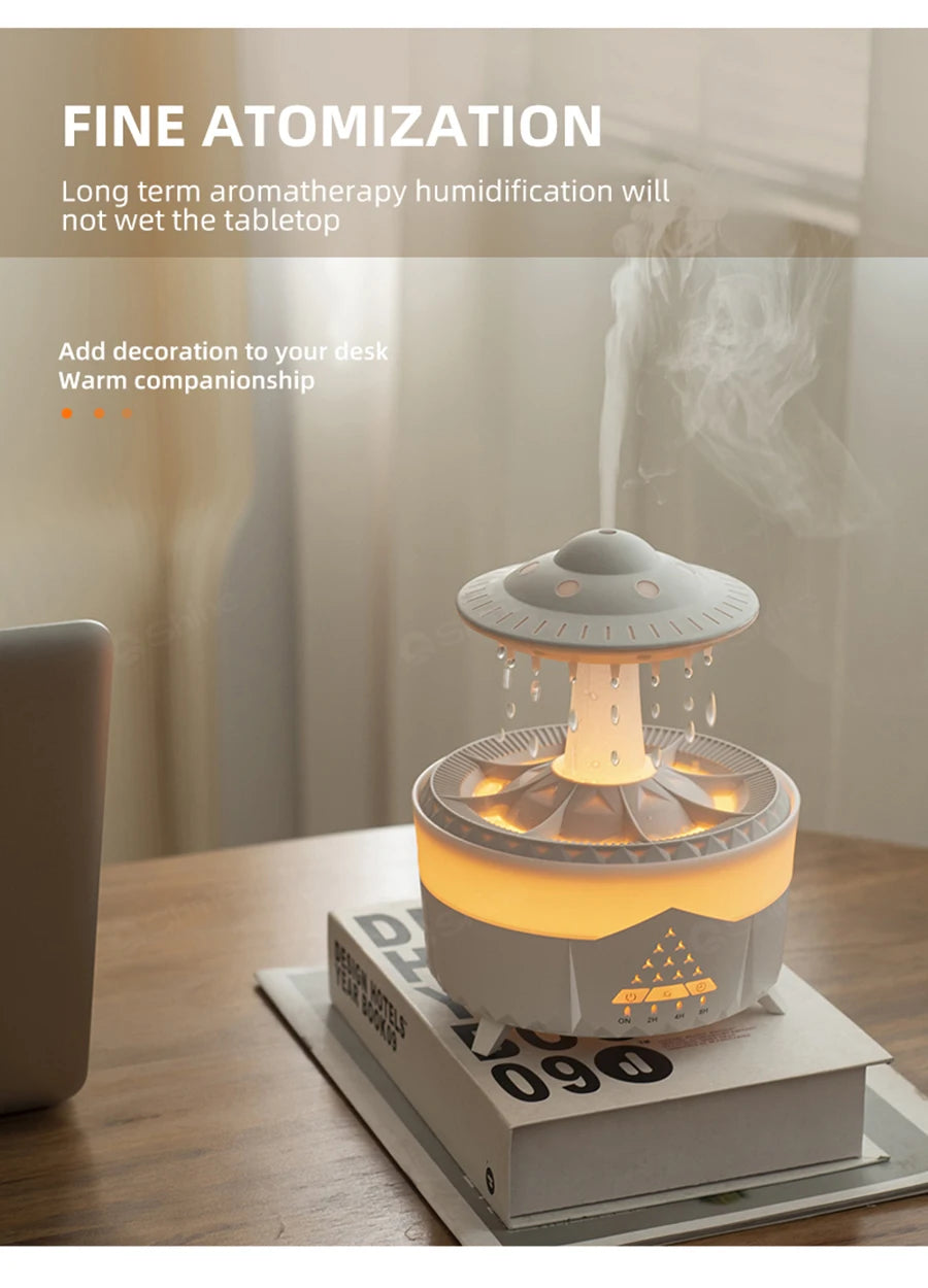 UFO Raindrop Aroma Diffuser Essential Oil Diffuser with Remote Control 7 Colorful Lights Aroma Diffuser Humidifier for Home