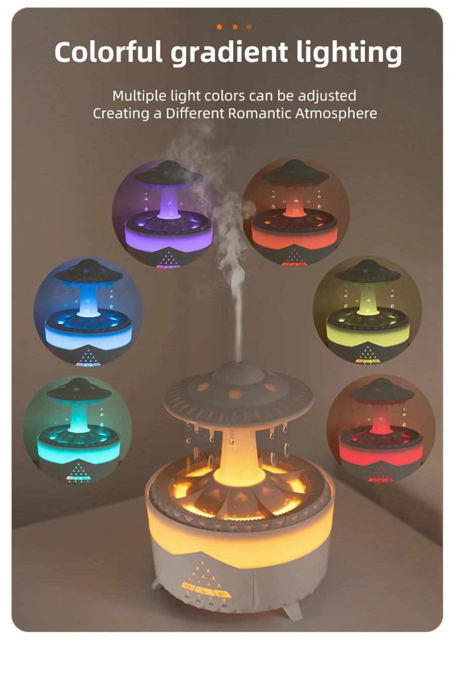 UFO Raindrop Aroma Diffuser Essential Oil Diffuser with Remote Control 7 Colorful Lights Aroma Diffuser Humidifier for Home